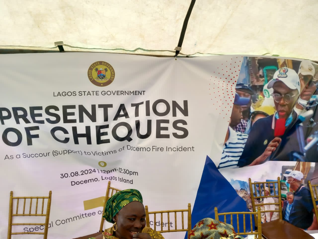Presentation of Cheques as Succor Support to the Victims of Dosunmu Market Fire Incident in Lagos Island by the Lagos State Government