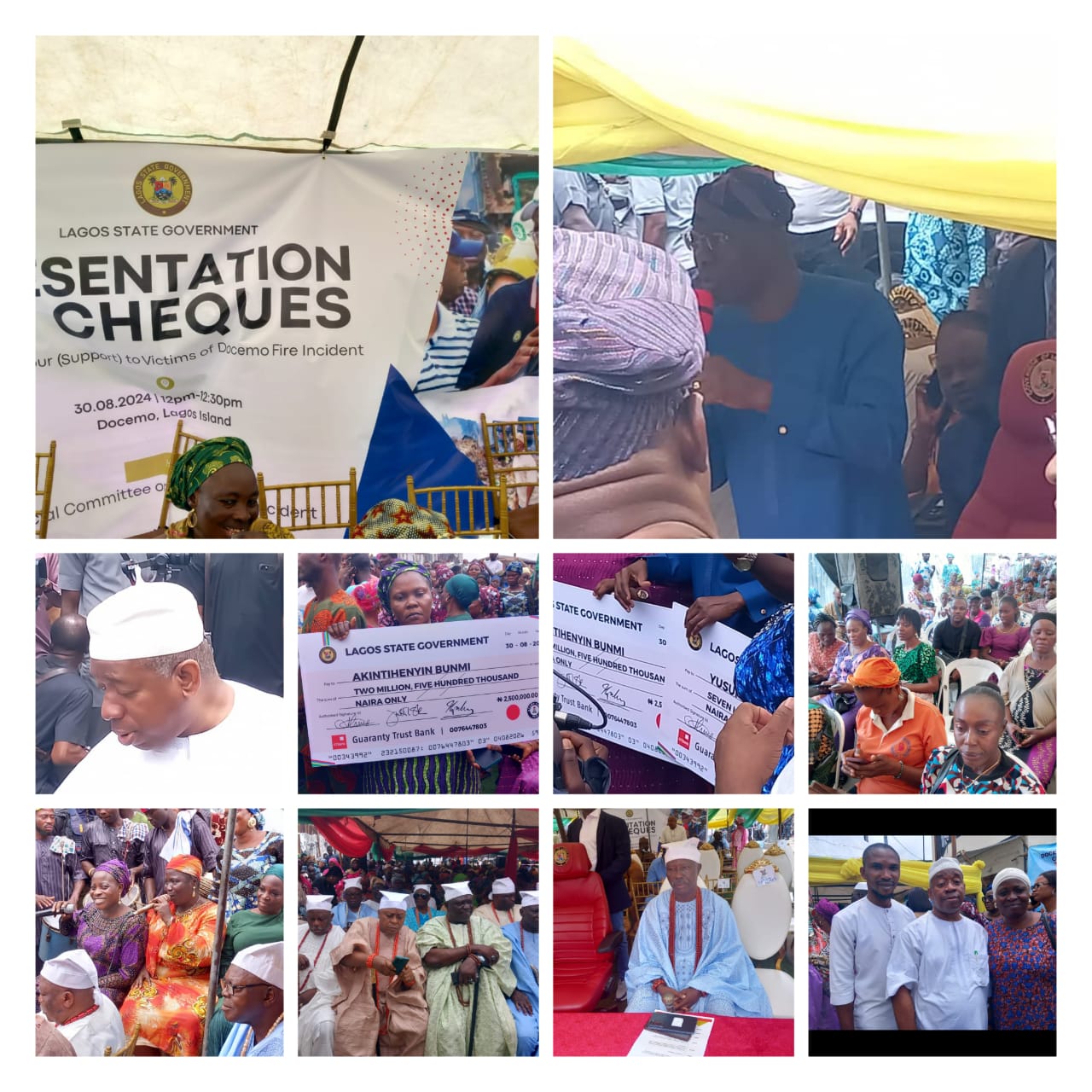 Presentation of Cheques as Succor Support to the Victims of Dosunmu Market Fire Incident in Lagos Island by the Lagos State Government