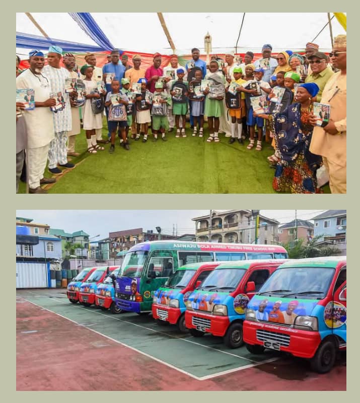 HON. TAIWO OYEKAN ROLLS OUT FREE SCHOOL BUSES AND DISTRIBUTES LEARNING MATERIALS FOR STUDENTS